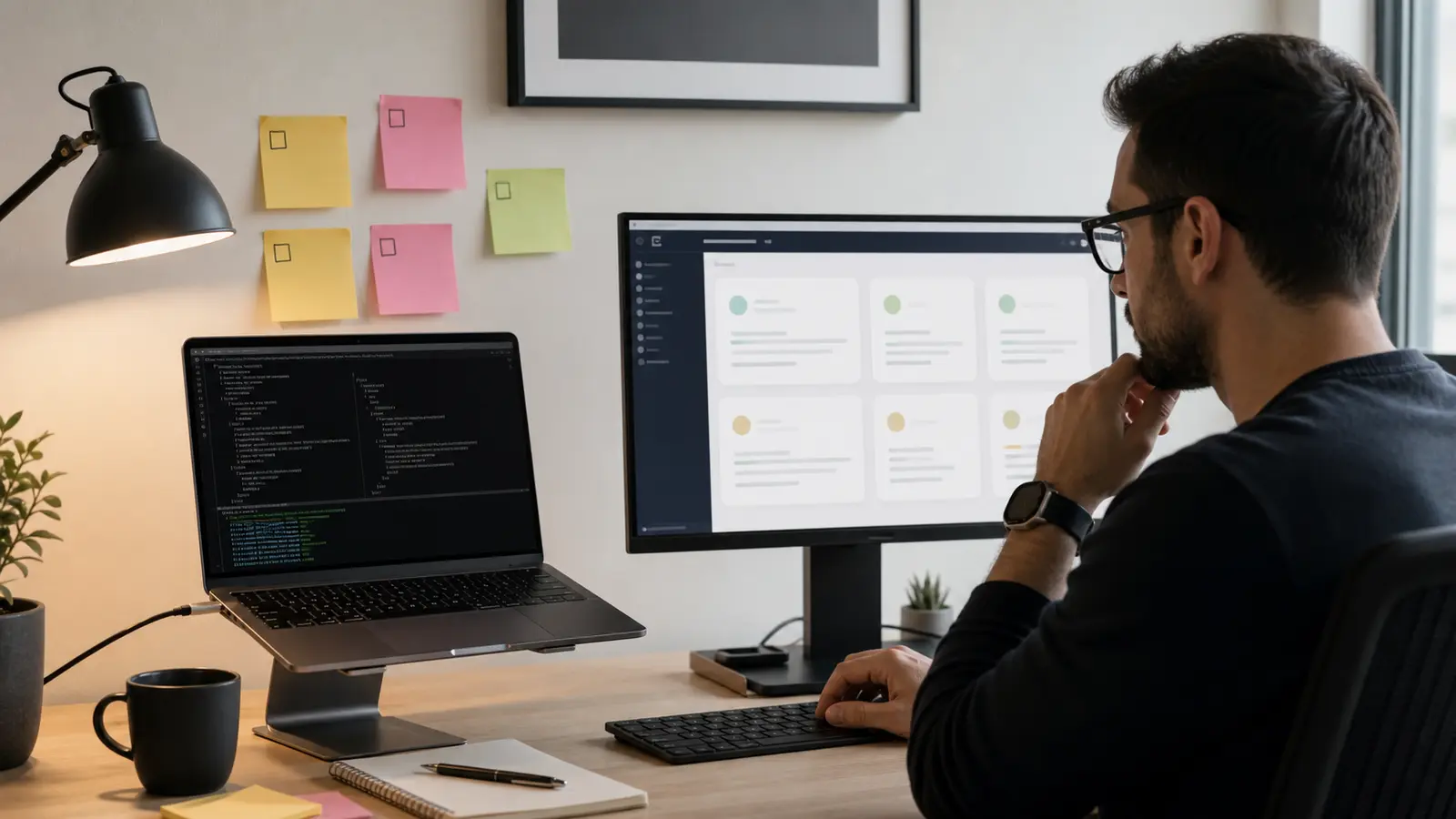 Développeur testant une API avec curl dans un espace de travail UX