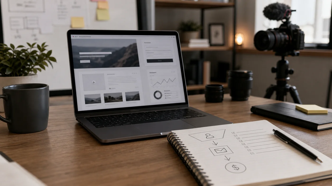 plan de tunnel de conversion pour créateur et landing page
