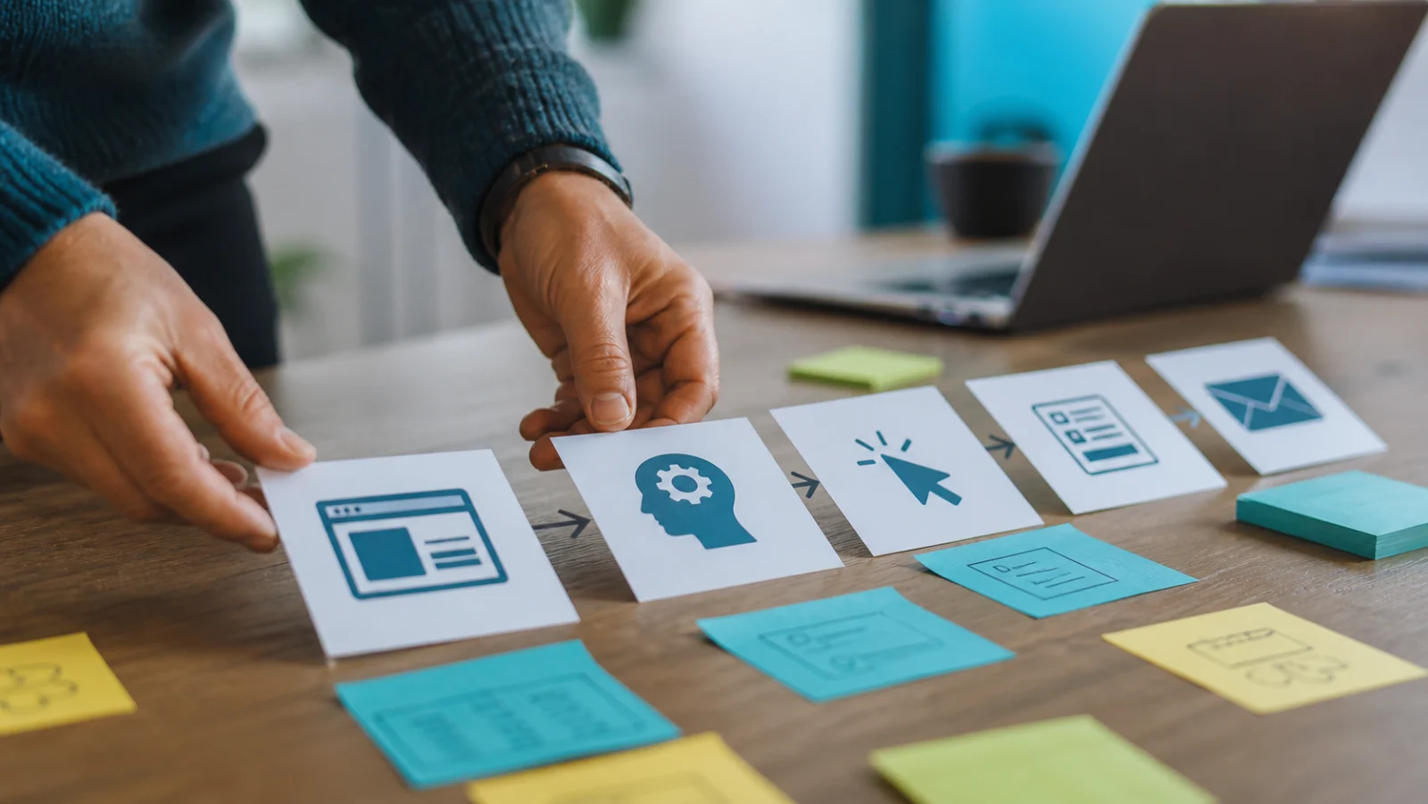 cartes de parcours utilisateur ordonnées pendant un audit UX de site internet