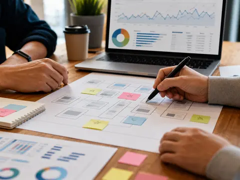Atelier de priorisation Web et SEO autour d’une carte de pages