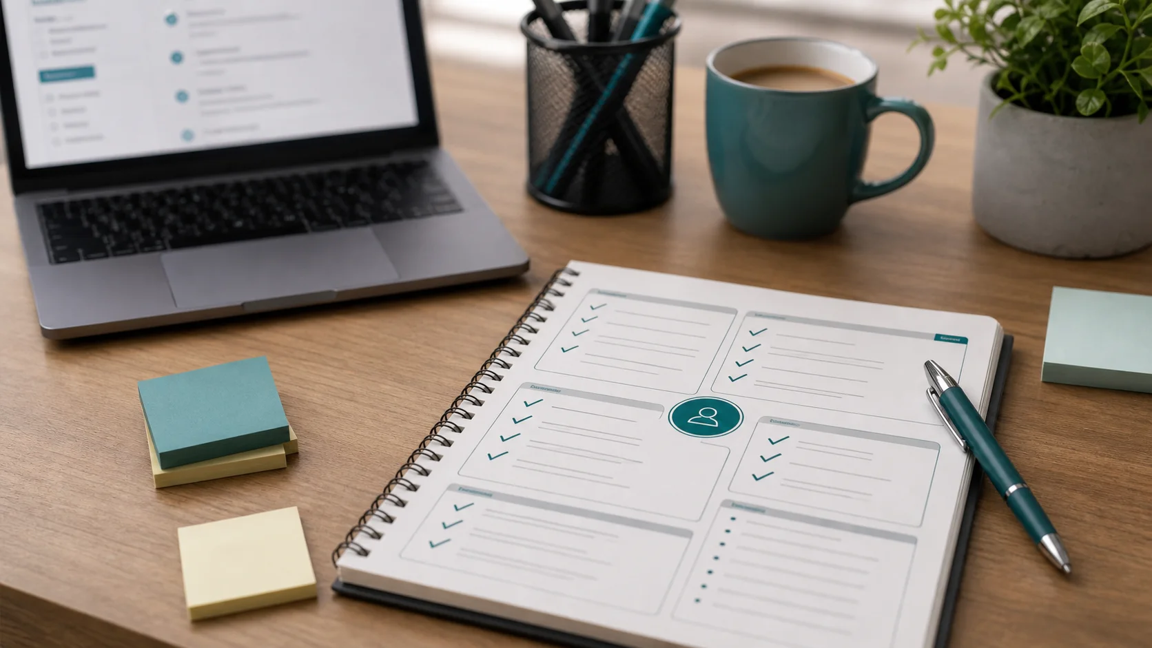 Notes de préparation avec checklist avant entretien